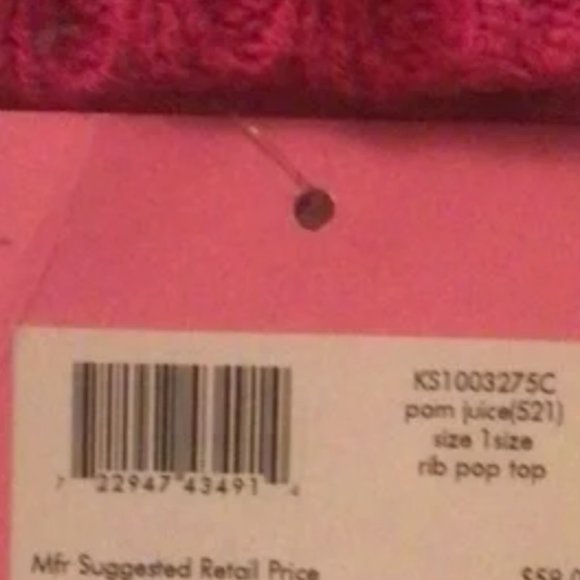 kate spade rib pop top gloves mittens pink pom juice nwt - Picture 3 of 4